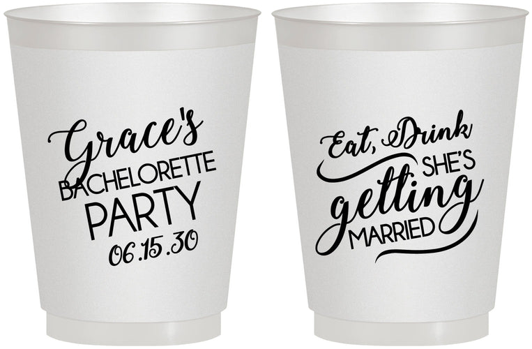 Personalized Bachelorette 16 oz Frosted Cups - Eat Drink Getting Married | 60181