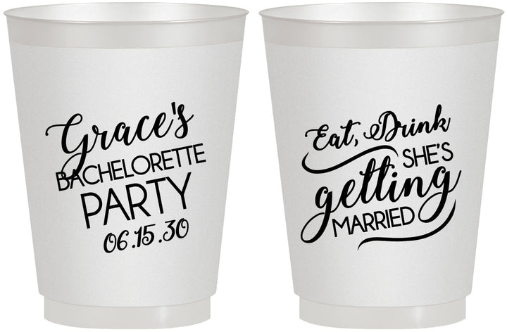 Personalized Bachelorette 16 oz Frosted Cups - Eat Drink Getting Married | 60181