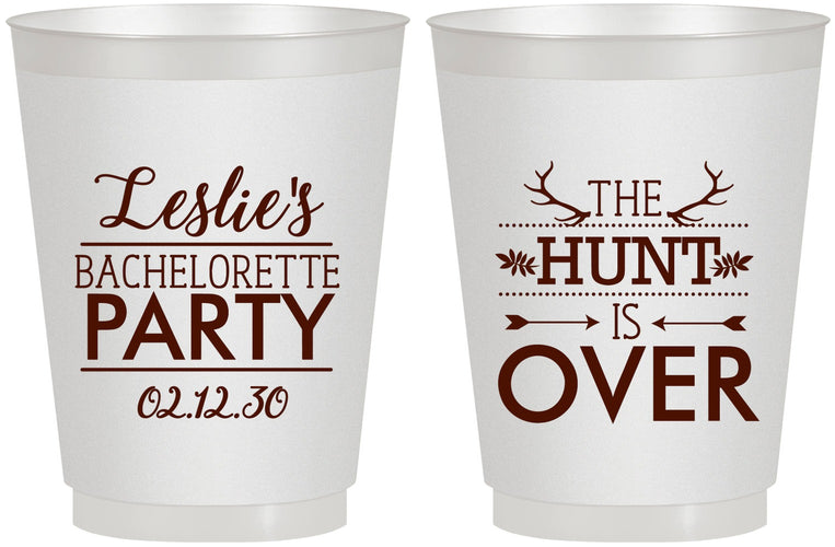 Personalized Bachelorette 16 oz Frosted Cups - The Hunt Is Over | 60184