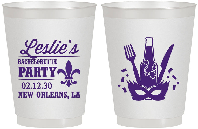 Personalized Bachelorette 16 oz Frosted Cups - Mardi Gras | 60185