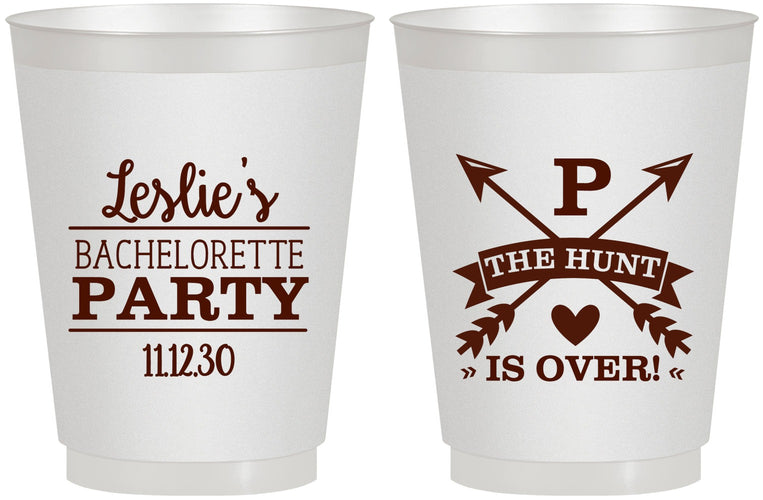 Personalized Bachelorette 16 oz Frosted Cups - The Hunt Is Over | 60186