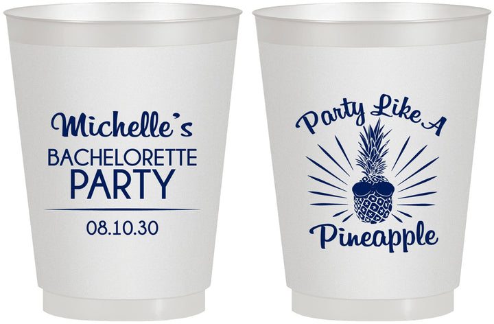 Personalized Bachelorette 16 oz Frosted Cups - Party Like A Pineapple | 60193
