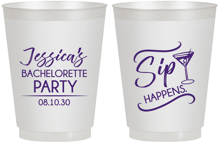Personalized Bachelorette 16 oz Frosted Cups - Sip Happens | 60197