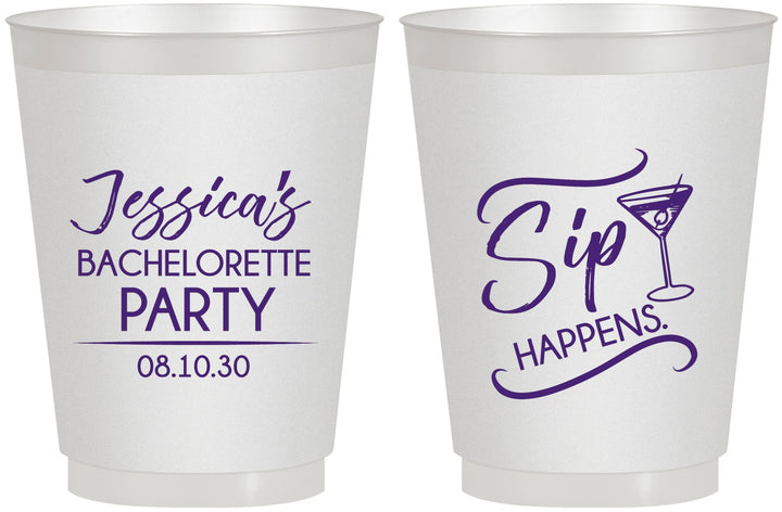 Personalized Bachelorette 16 oz Frosted Cups - Sip Happens | 60197