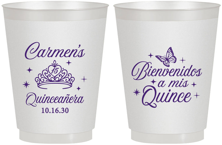 Personalized Quinceanera 16 oz Frosted Cups - Bienvenidos A Mis Quince | 70005