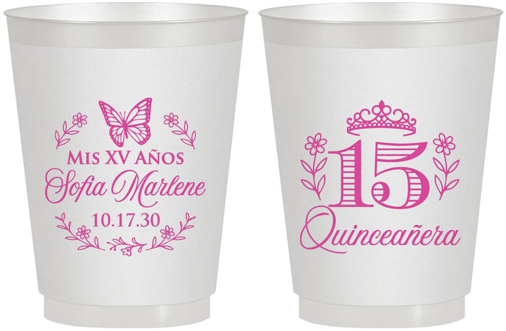 Personalized Quinceanera 16 oz Frosted Cups - Mis Quince Anos | 70007