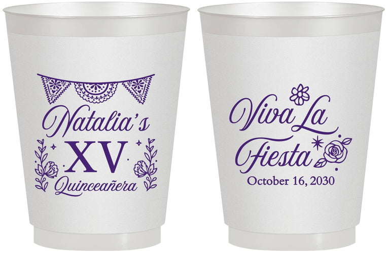 Personalized Quinceanera 16 oz Frosted Cups - Viva La Fiesta Quince | 70008