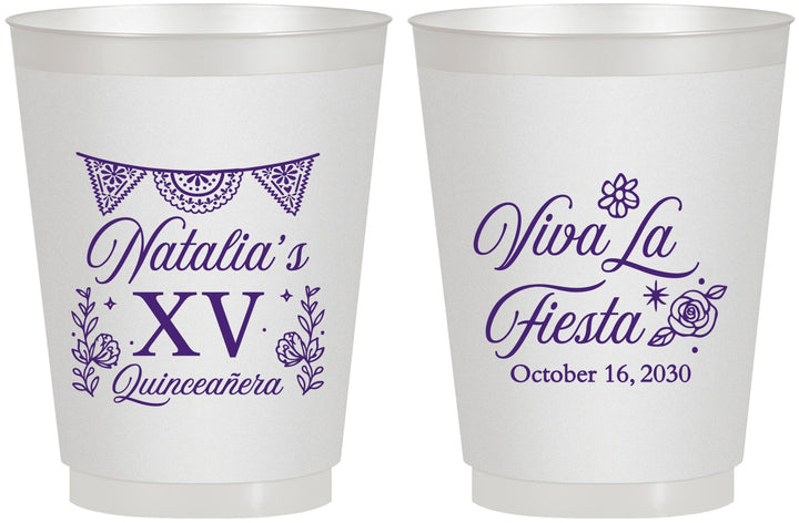 Personalized Quinceanera 16 oz Frosted Cups - Viva La Fiesta Quince | 70008