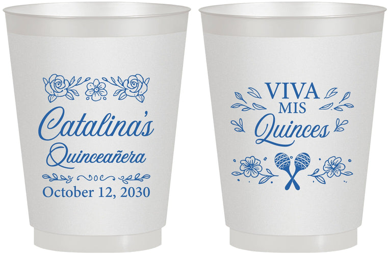 Personalized Quinceanera 16 oz Frosted Cups - Viva Mis Quinces | 70009