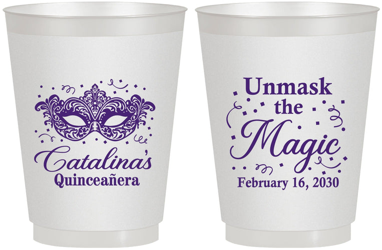 Personalized Quinceanera 16 oz Frosted Cups - Mardi Gras Quince | 70010