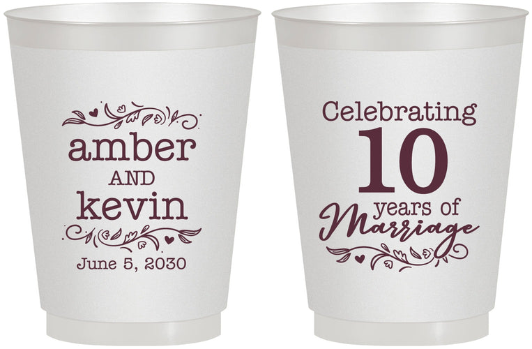 Personalized Anniversary 16 oz Frosted Cups - 10 Years Of Marriage | 80000