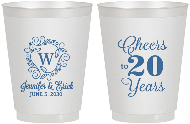 Personalized Anniversary 16 oz Frosted Cups - Cheers To 20 Years | 80001