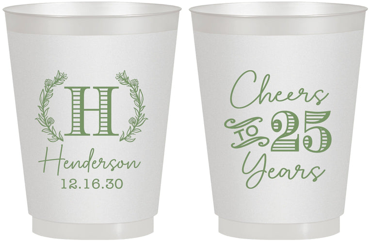 Personalized Anniversary 16 oz Frosted Cups - Cheers To 25 Years | 80002