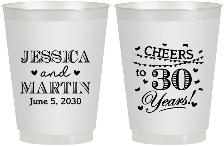 Personalized Anniversary 16 oz Frosted Cups - Cheers To 30 Years | 80003