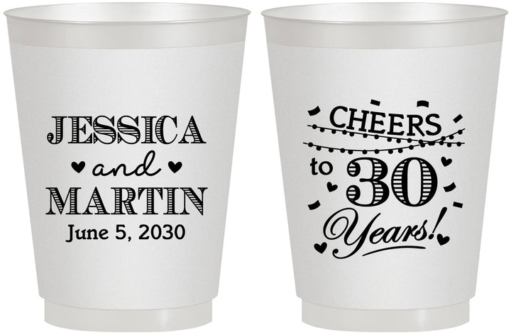 Personalized Anniversary 16 oz Frosted Cups - Cheers To 30 Years | 80003