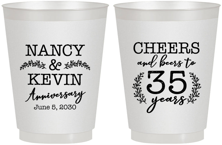 Personalized Anniversary 16 oz Frosted Cups - Cheers To 35 Years | 80004