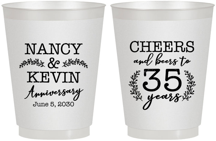 Personalized Anniversary 16 oz Frosted Cups - Cheers To 35 Years | 80004