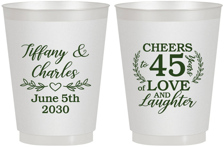 Personalized Anniversary 16 oz Frosted Cups - Cheers To 45 Years | 80006