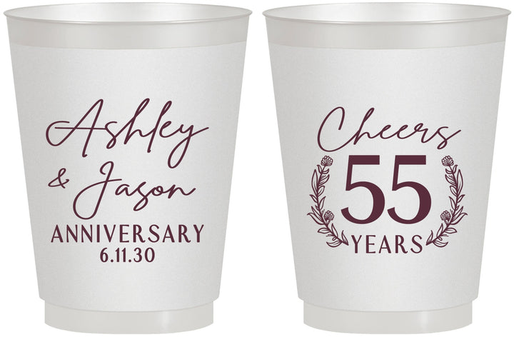 Personalized Anniversary 16 oz Frosted Cups - Cheers To 55 Years | 80008