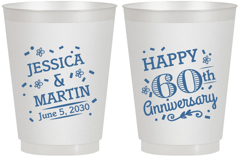 Personalized Anniversary 16 oz Frosted Cups - Cheers To 60 Years | 80009