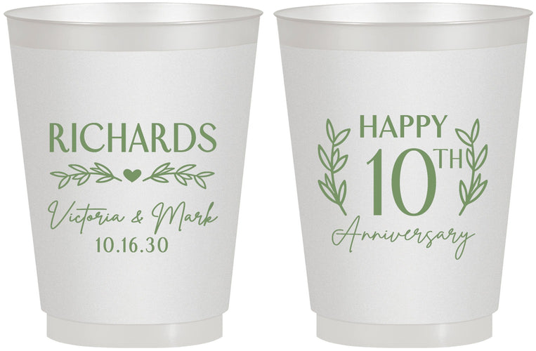 Personalized Anniversary 16 oz Frosted Cups - 10th Wedding | 80010