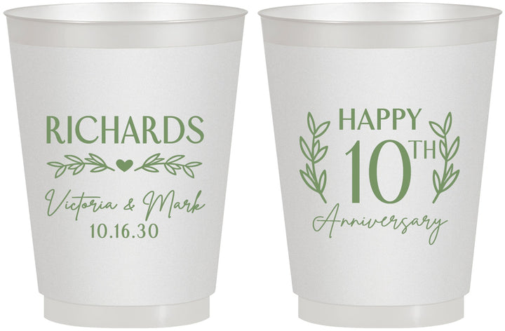 Personalized Anniversary 16 oz Frosted Cups - 10th Wedding | 80010