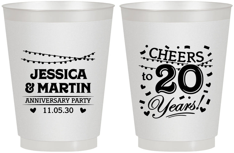 Personalized Anniversary 16 oz Frosted Cups - Cheers To 20 Years | 80011