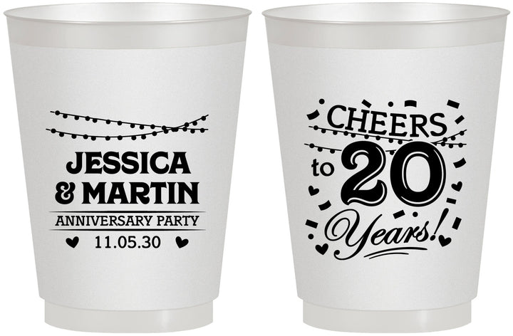 Personalized Anniversary 16 oz Frosted Cups - Cheers To 20 Years | 80011