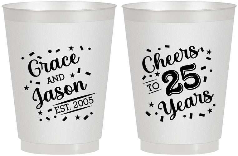 Personalized Anniversary 16 oz Frosted Cups - Cheers To 25 Years | 80012