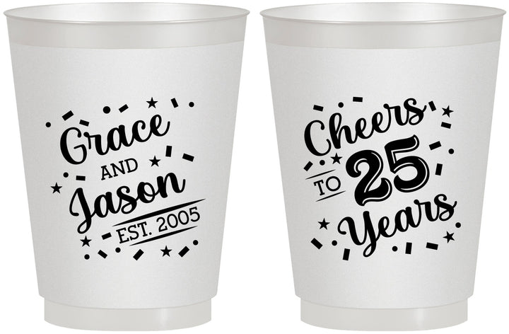 Personalized Anniversary 16 oz Frosted Cups - Cheers To 25 Years | 80012