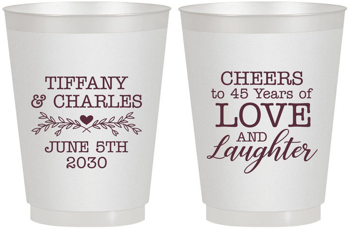 Personalized Anniversary 16 oz Frosted Cups - Cheers To 45 Years | 80016