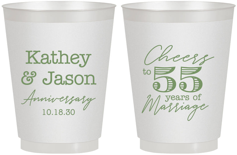 Personalized Anniversary 16 oz Frosted Cups - Cheers To 55 Years | 80018