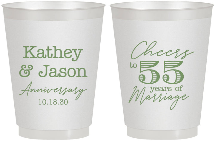 Personalized Anniversary 16 oz Frosted Cups - Cheers To 55 Years | 80018