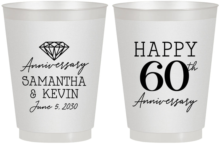 Personalized Anniversary 16 oz Frosted Cups - 60th Wedding | 80019