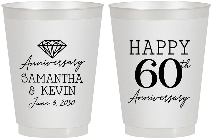 Personalized Anniversary 16 oz Frosted Cups - 60th Wedding | 80019