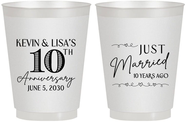 Personalized Anniversary 16 oz Frosted Cups - 10 Years Down | 80020