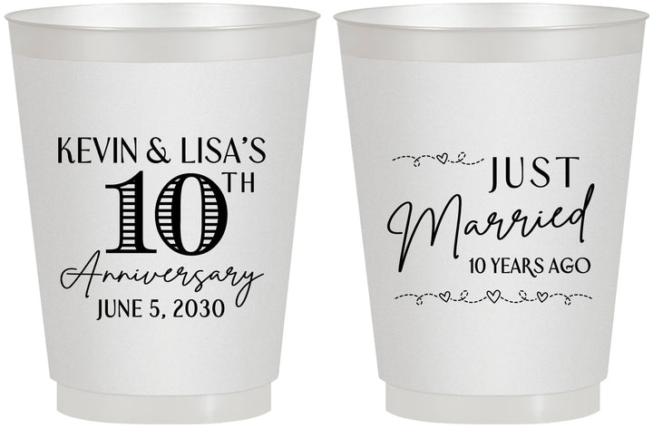 Personalized Anniversary 16 oz Frosted Cups - 10 Years Down | 80020