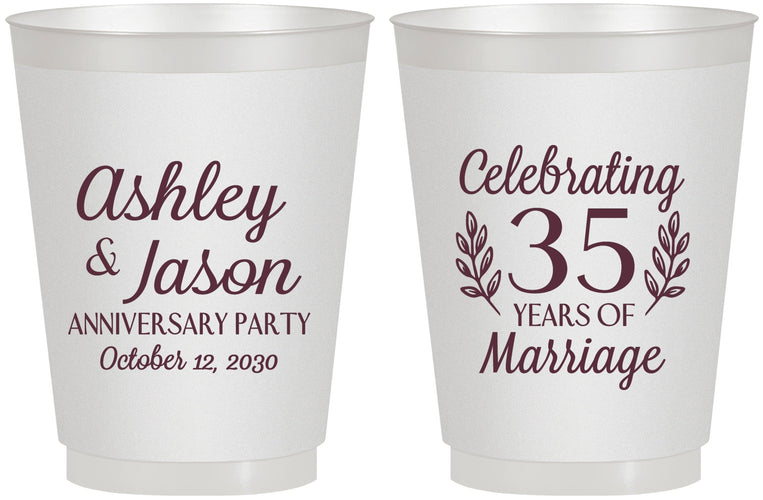 Personalized Anniversary 16 oz Frosted Cups - 35 Years Of Marriage | 80024