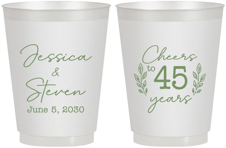 Personalized Anniversary 16 oz Frosted Cups - Cheers To 45 Years | 80026