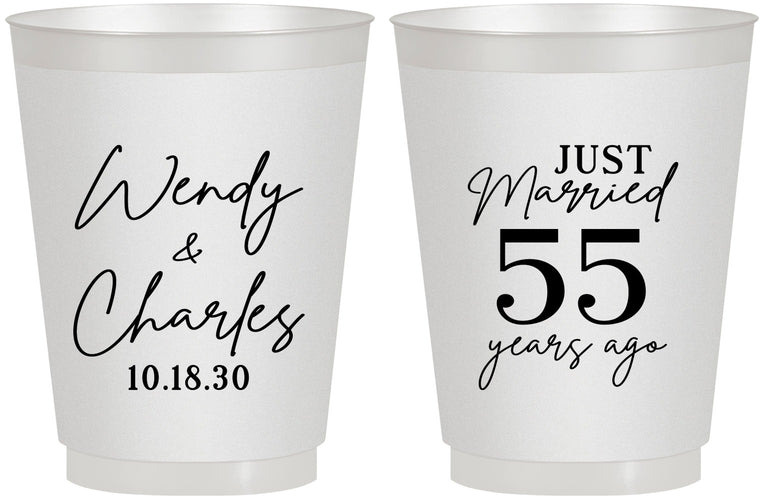 Personalized Anniversary 16 oz Frosted Cups - Just Married 55 Years Ago | 80028