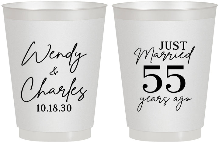 Personalized Anniversary 16 oz Frosted Cups - Just Married 55 Years Ago | 80028