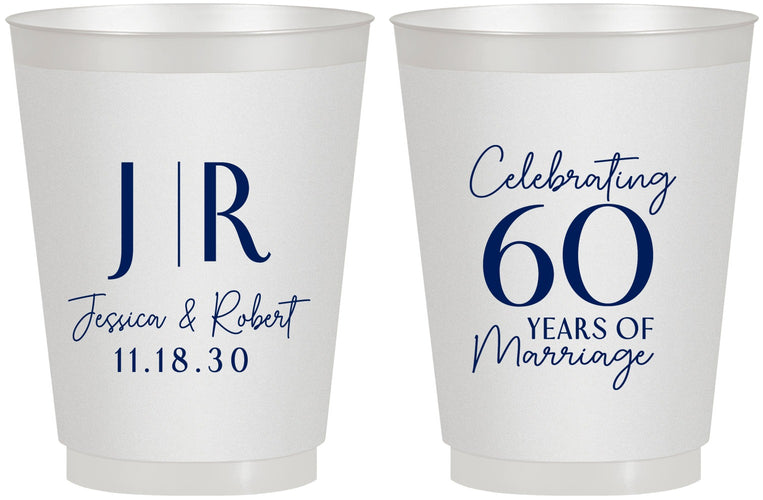 Personalized Anniversary 16 oz Frosted Cups - 60 Years Of Marriage | 80029