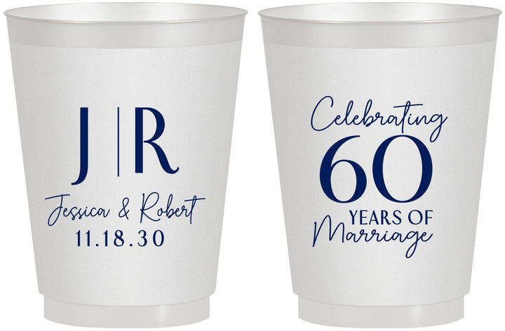 Personalized Anniversary 16 oz Frosted Cups - 60 Years Of Marriage | 80029