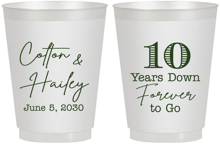 Personalized Anniversary 16 oz Frosted Cups - Just Married 10 Years Ago | 80030