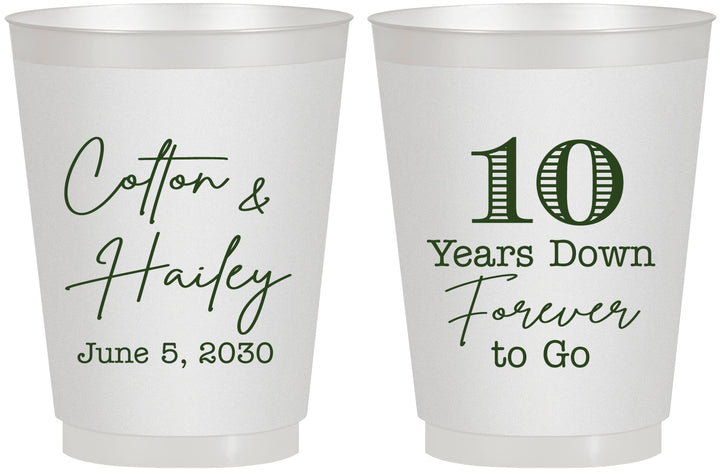 Personalized Anniversary 16 oz Frosted Cups - Just Married 10 Years Ago | 80030