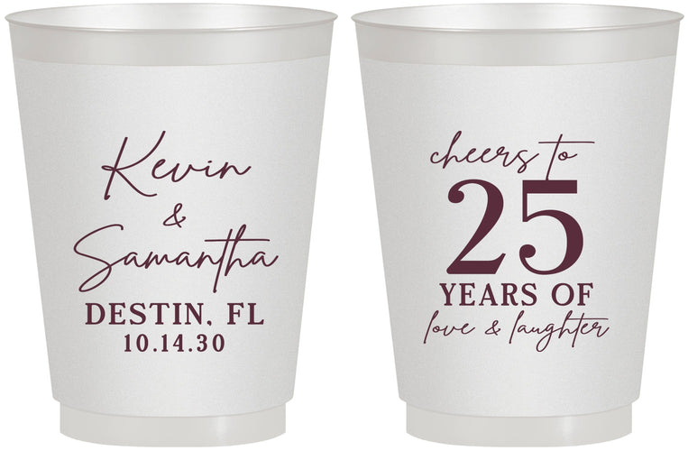Personalized Anniversary 16 oz Frosted Cups - 25 Years Of Marriage | 80032