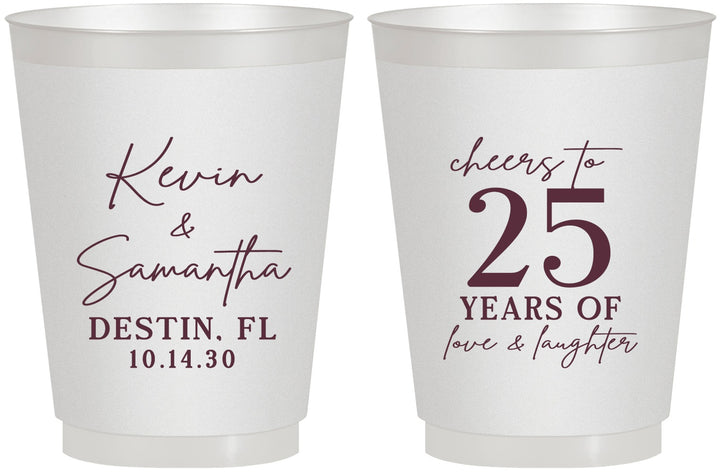 Personalized Anniversary 16 oz Frosted Cups - 25 Years Of Marriage | 80032