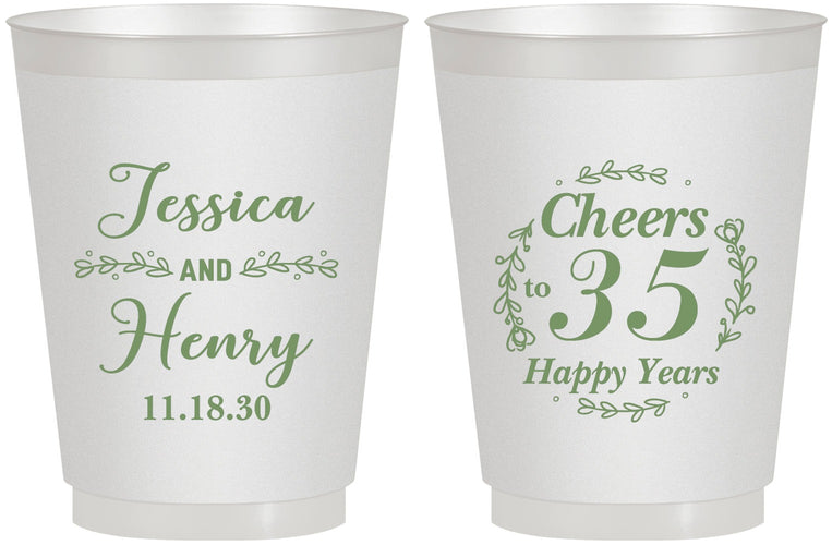 Personalized Anniversary 16 oz Frosted Cups - Cheers To 35 Years | 80034