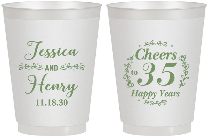Personalized Anniversary 16 oz Frosted Cups - Cheers To 35 Years | 80034