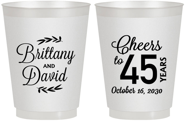 Personalized Anniversary 16 oz Frosted Cups - Cheers To 45 Years | 80036